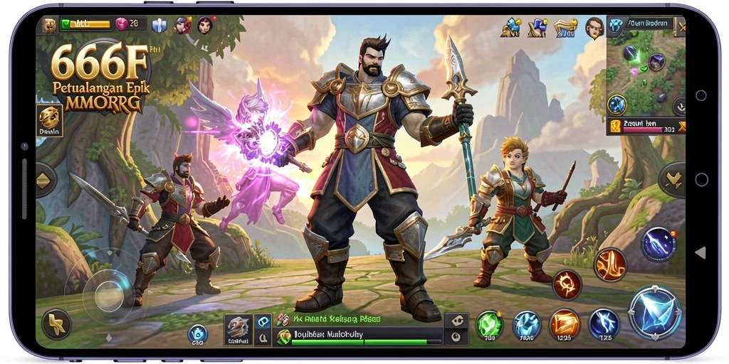 Gameplay menakjubkan di dunia MMORPG 666F dengan pemandangan yang indah.