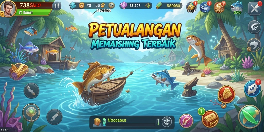 Screenshot gameplay <strong>738SLOT</strong> yang menunjukkan momen memancing yang menegangkan.