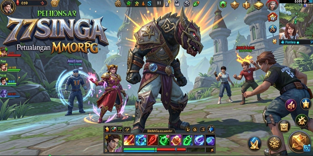 Tampilan gameplay seru dalam dunia MMORPG 77SINGA.