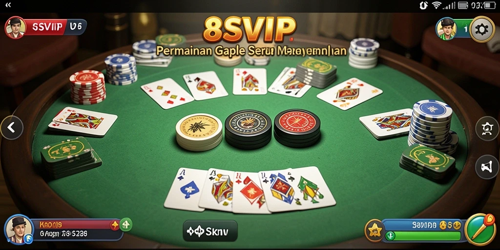 Tampilan screenshot gameplay Gaple di 8SVIP yang mengasyikkan.