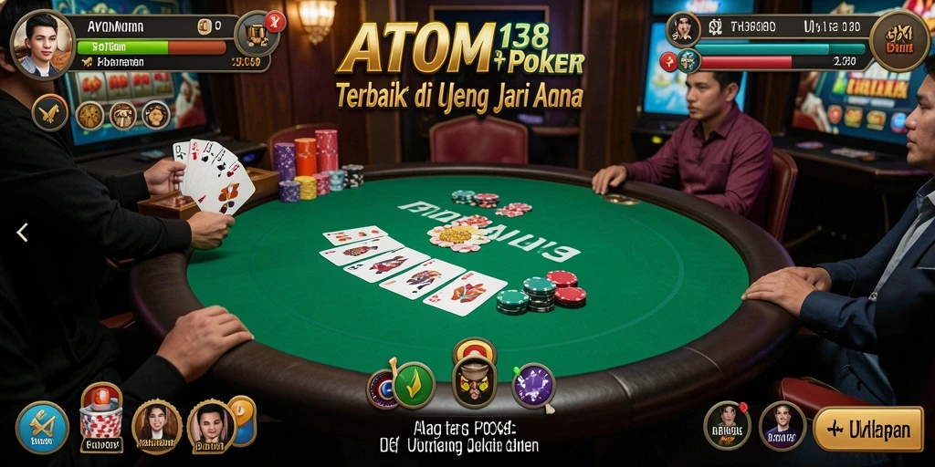 Tangkapan layar ATOM138 menunjukkan gameplay poker yang intens dan menarik.