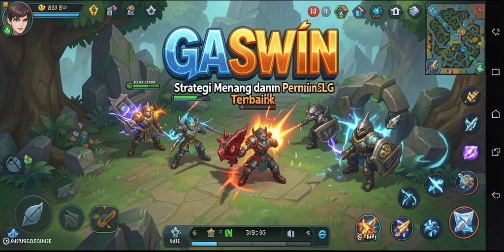 Tampilan gameplay seru dalam GASWIN yang menggambarkan strategi pertempuran.