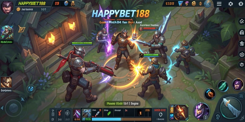Tangkapan layar dari gameplay seru dalam <strong>HAPPYBET188</strong> di arena MOBA.