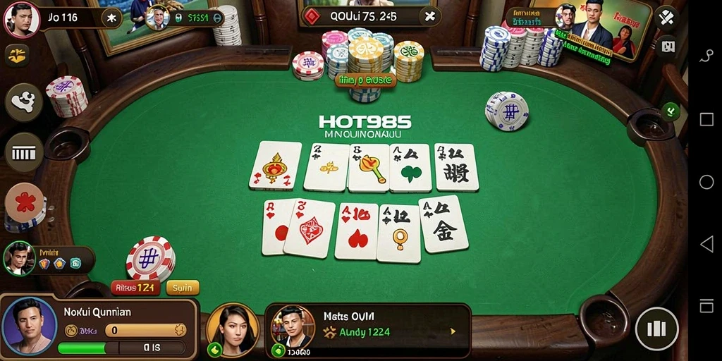 Screenshot gameplay HOT985 menampilkan pemain sedang bermain QiuQiu.