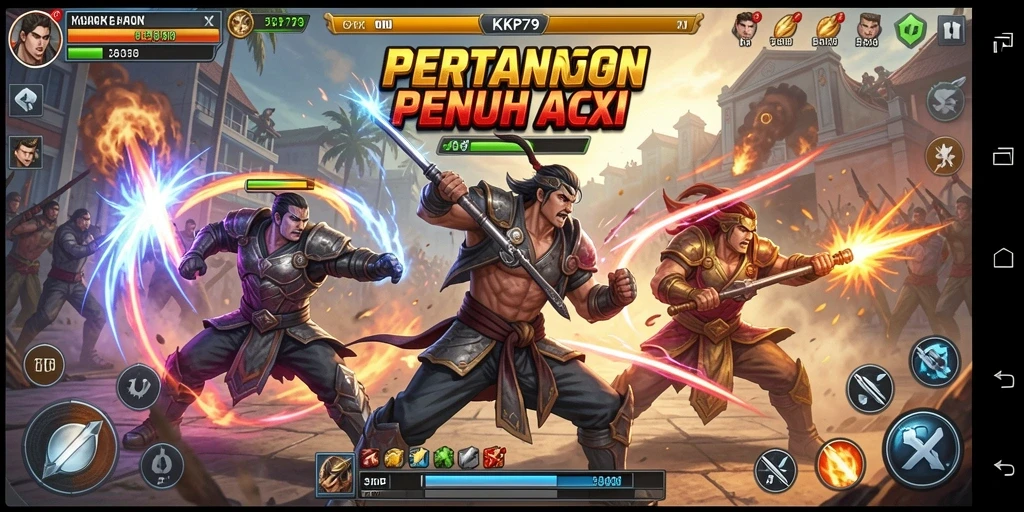 Tampilan gameplay KPK79 dengan aksi pertarungan yang intens.