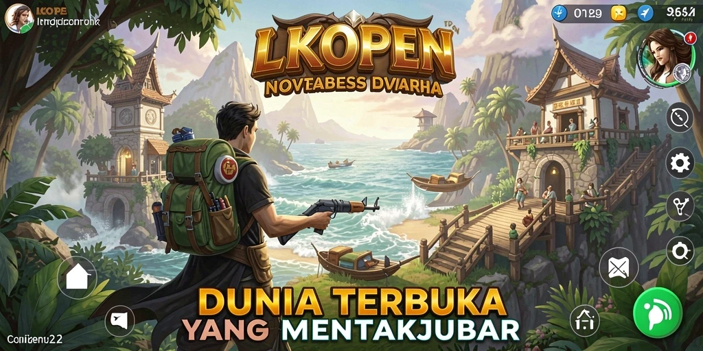 Screenshot menunjukkan suasana petualangan di dunia Open World LKOPEN.