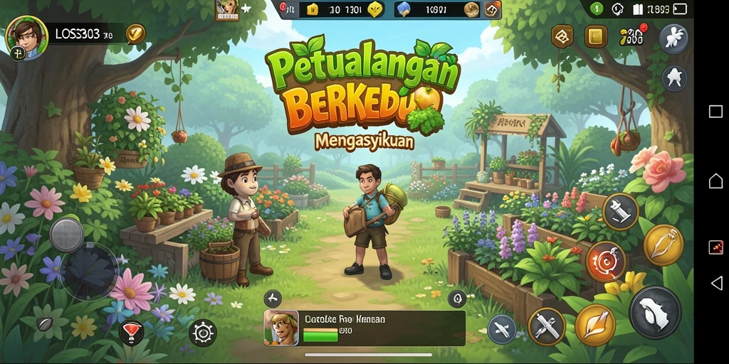 Screenshot gameplay LOS303 menampilkan ladang yang subur dan tanaman yang sehat.