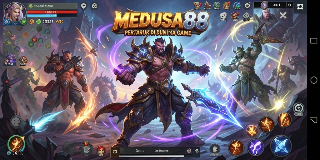 Tampilan gameplay MEDUSA88 yang intens dan penuh aksi pertarungan.
