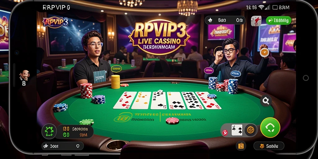 Screenshot RPVIP3 yang menunjukkan dealer langsung dan gameplay seru.