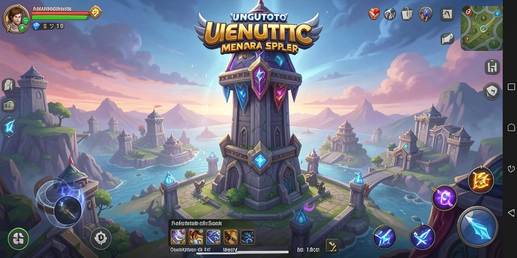 Screenshot gameplay UNGUTOTO menampilkan pertahanan menara yang strategis.